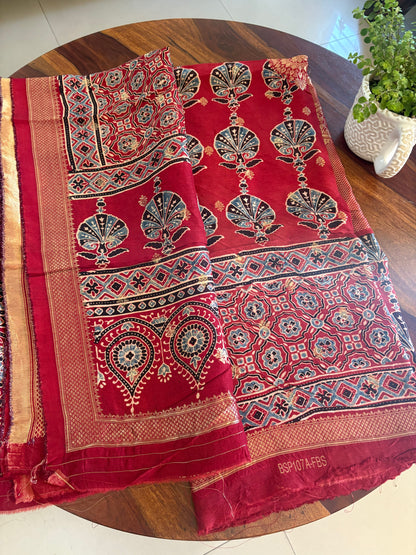 Ajrakh Dola silk top and dupatta set
