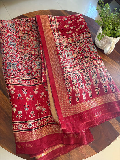 Ajrakh Dola silk top and dupatta set