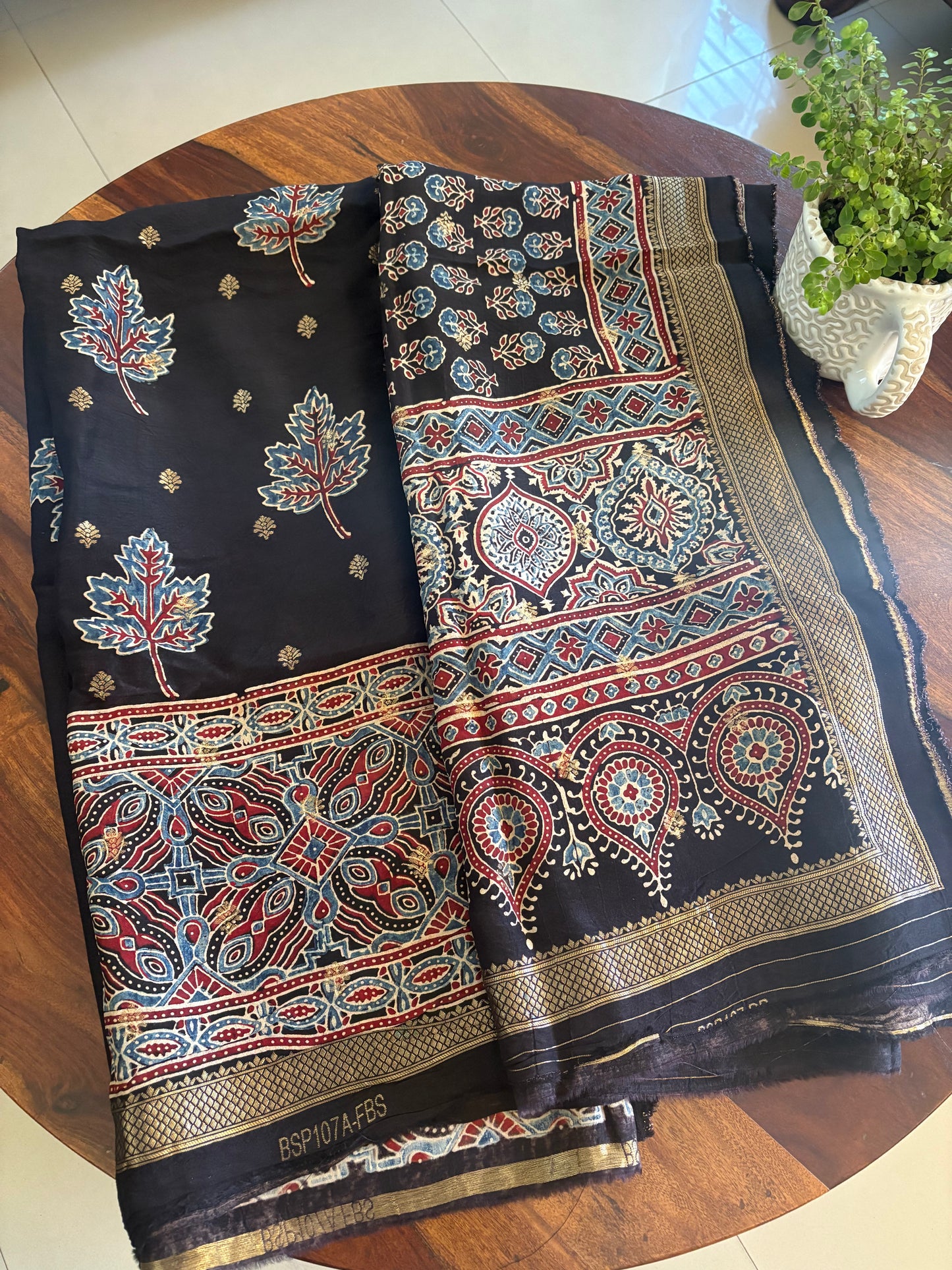 Ajrakh Dola silk Top and dupatta set