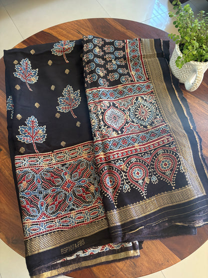 Ajrakh Dola silk Top and dupatta set