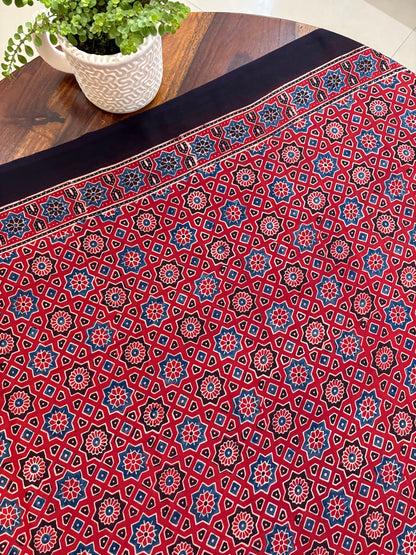 Ajrakh handblock modal silk saree