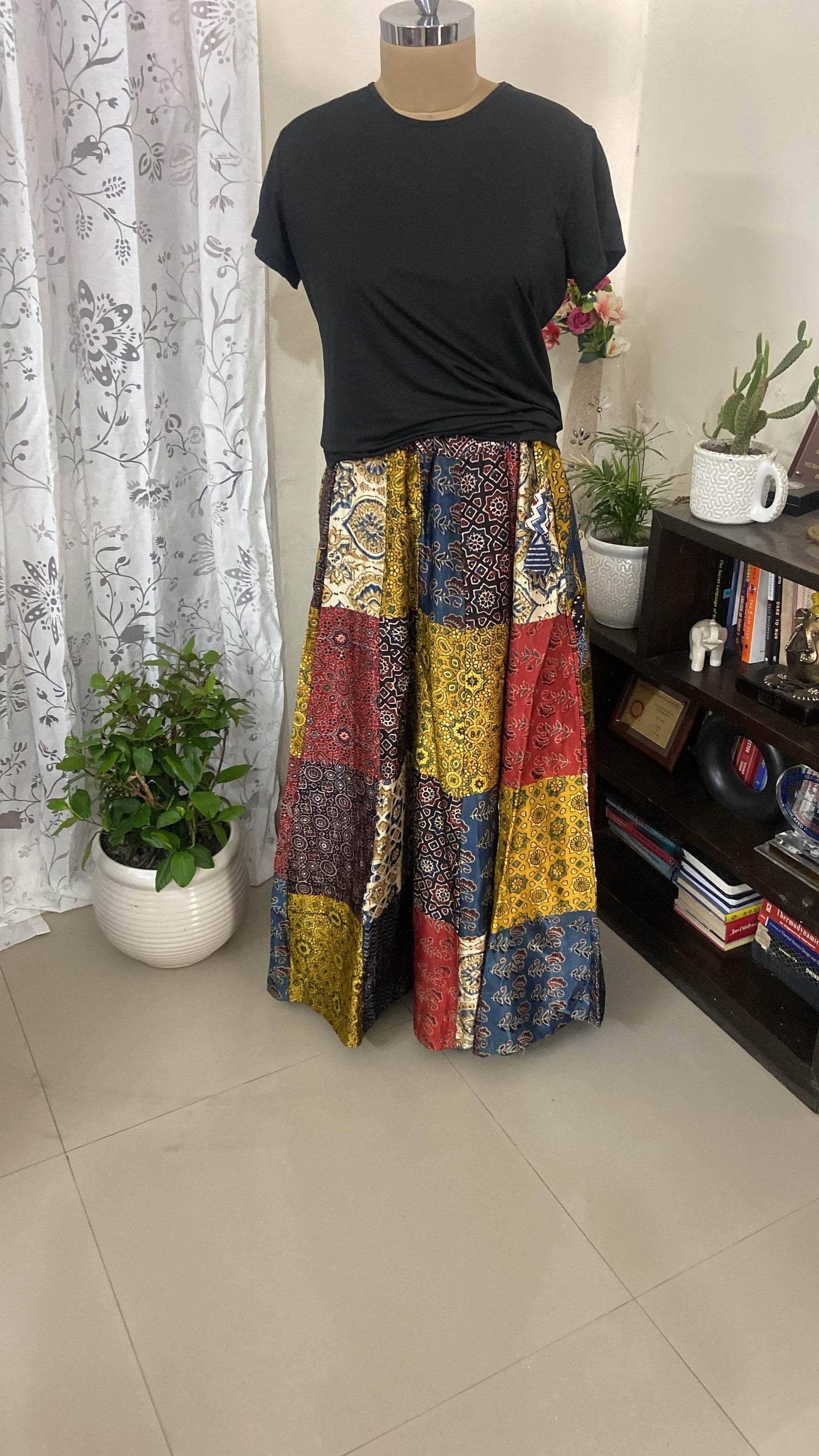 Ajrakh Mashru silk skirt