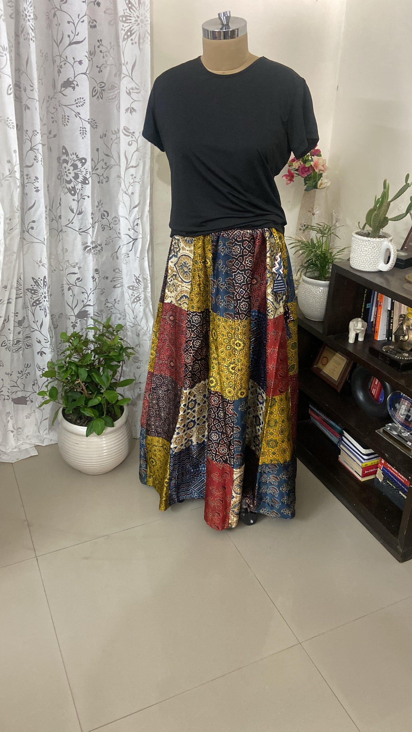 Ajrakh Mashru silk skirt