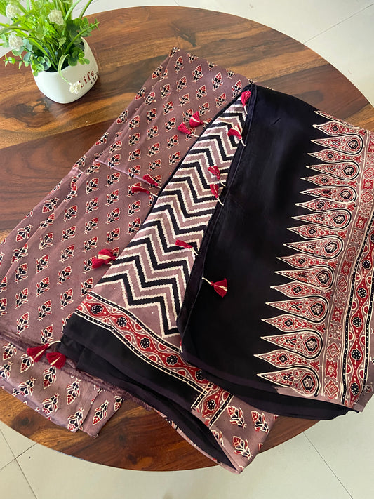 Ajrakh Modal silk (Top and dupatta set)