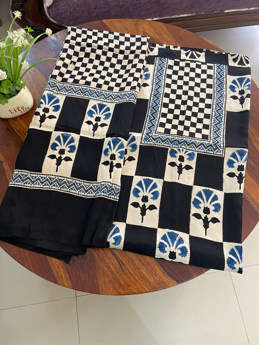 Ajrakh Handblock printed Top and Dupatta set.( natural dye)