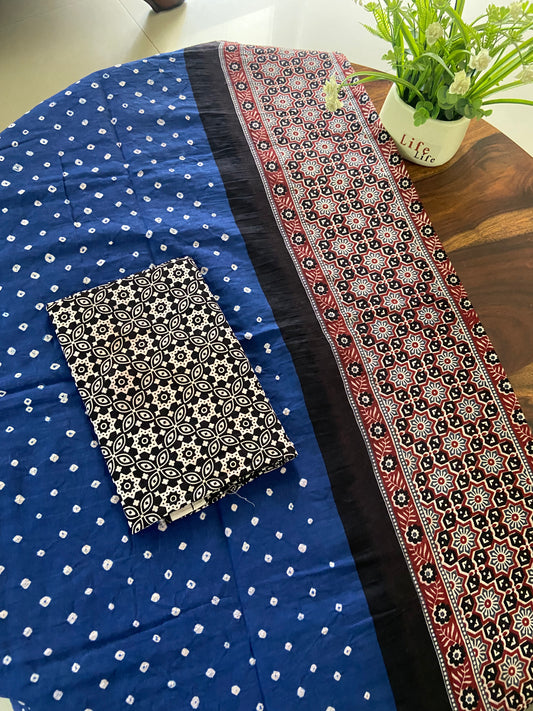 Ajrakh Bandhini cotton sarees