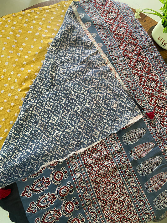 Ajrakh Bandhini cotton saree