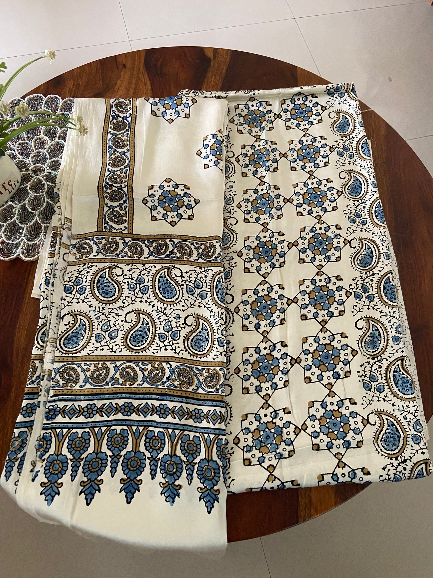 Ajrakh Modal silk Top and Dipatta set
