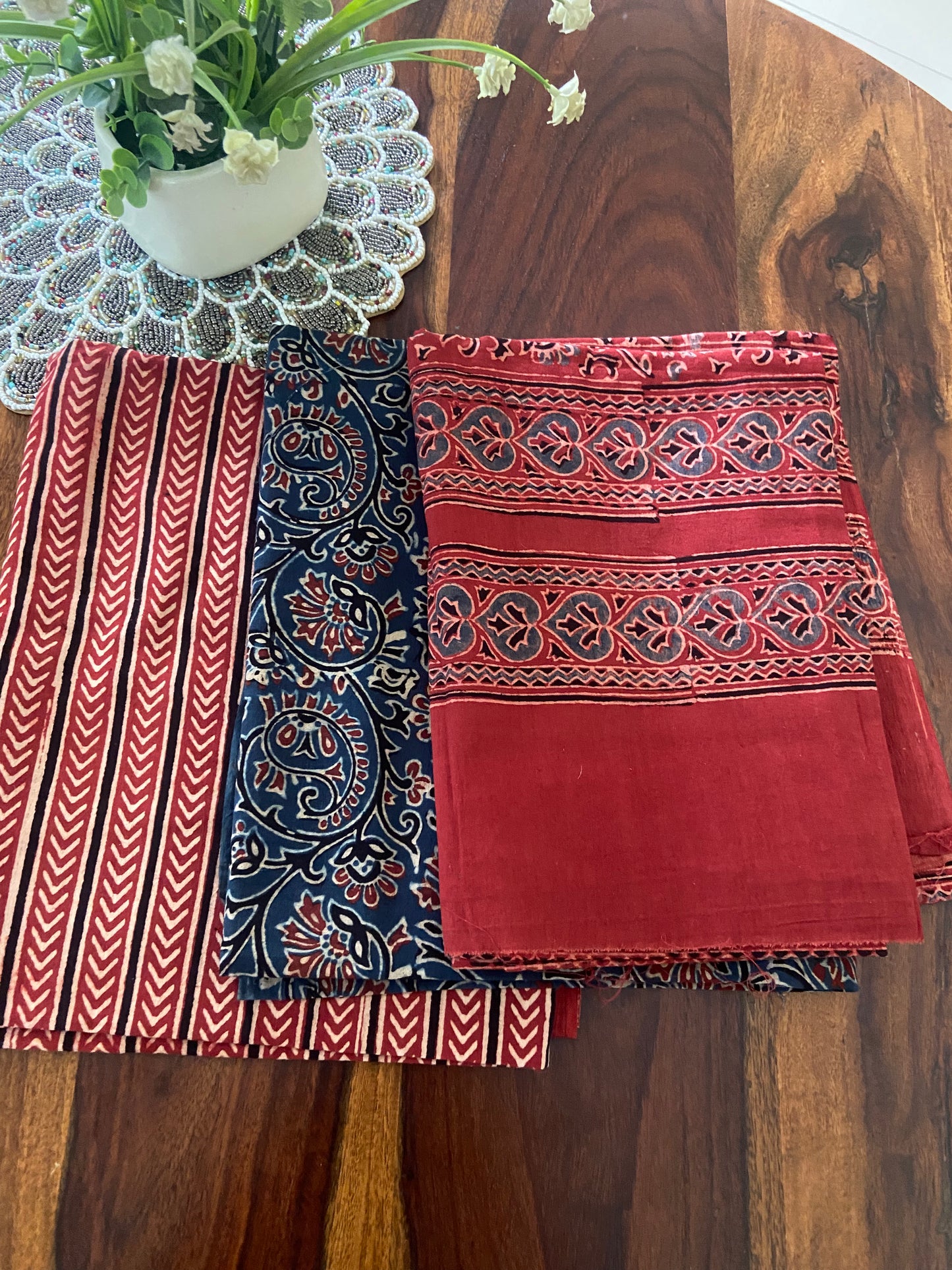 Ajrakh Handblock printed 3 piece suit set