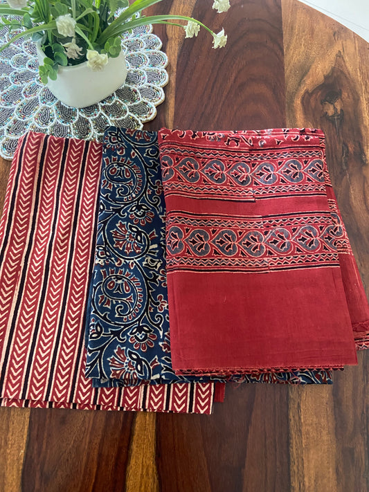 Ajrakh Handblock printed 3 piece suit set
