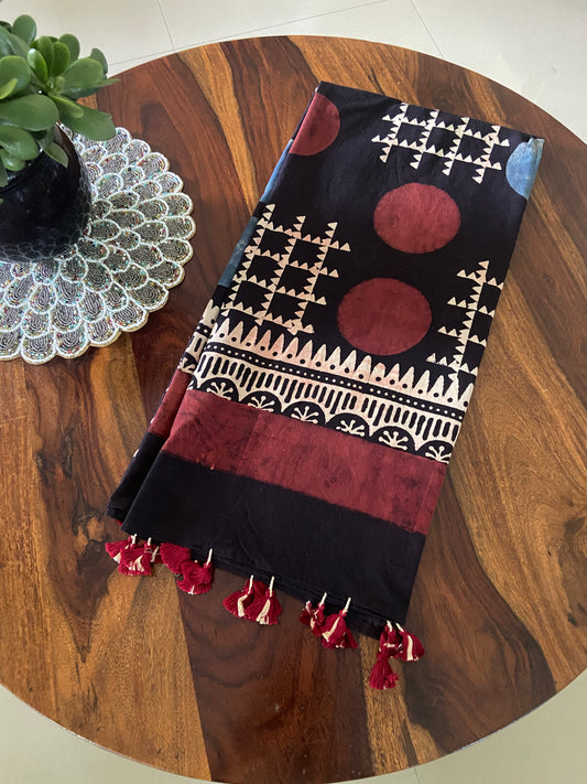 Ajrakh Handblock printed cotton dupatta