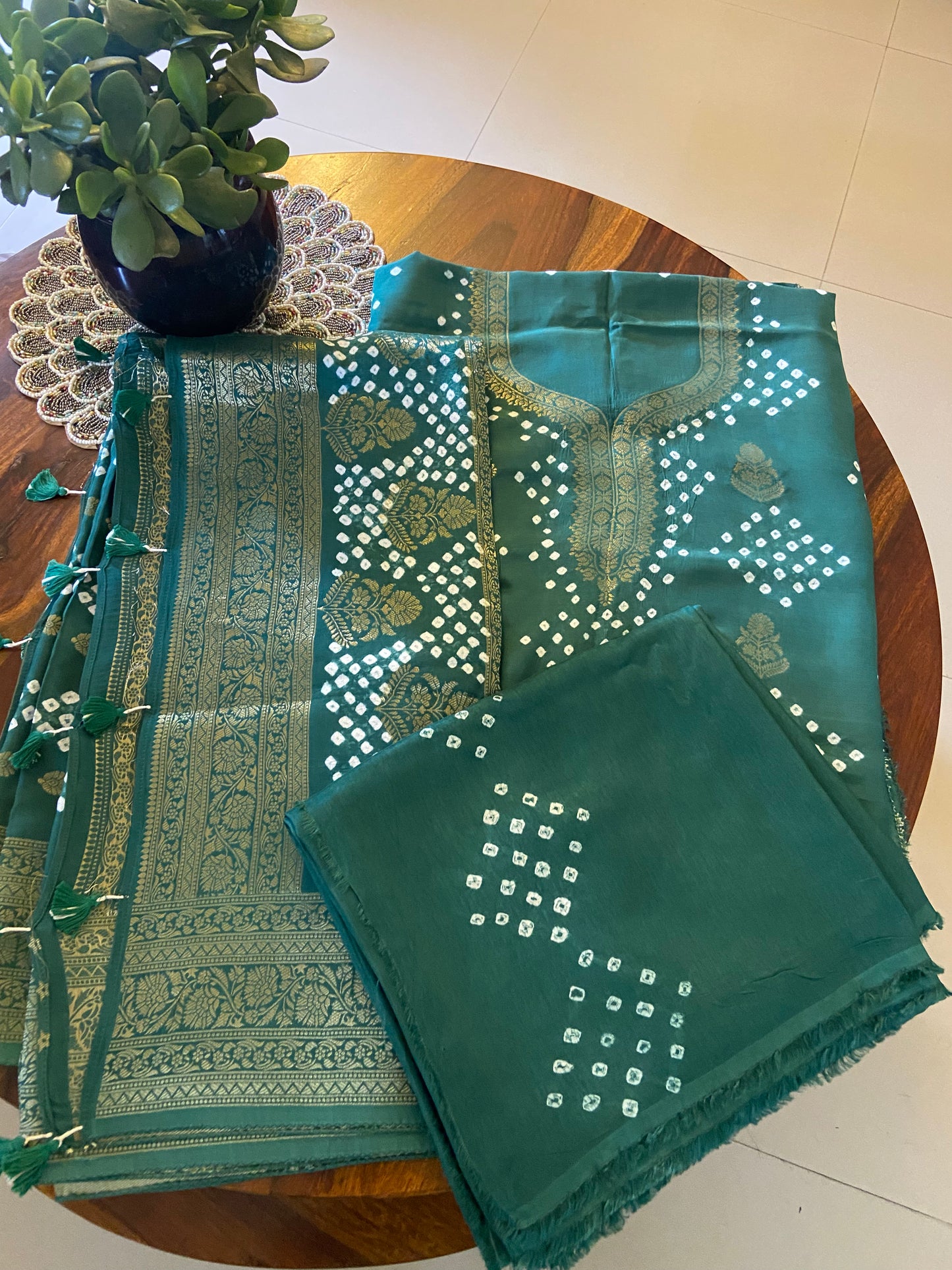 Bandhini Dola Silk 3 piece suit set