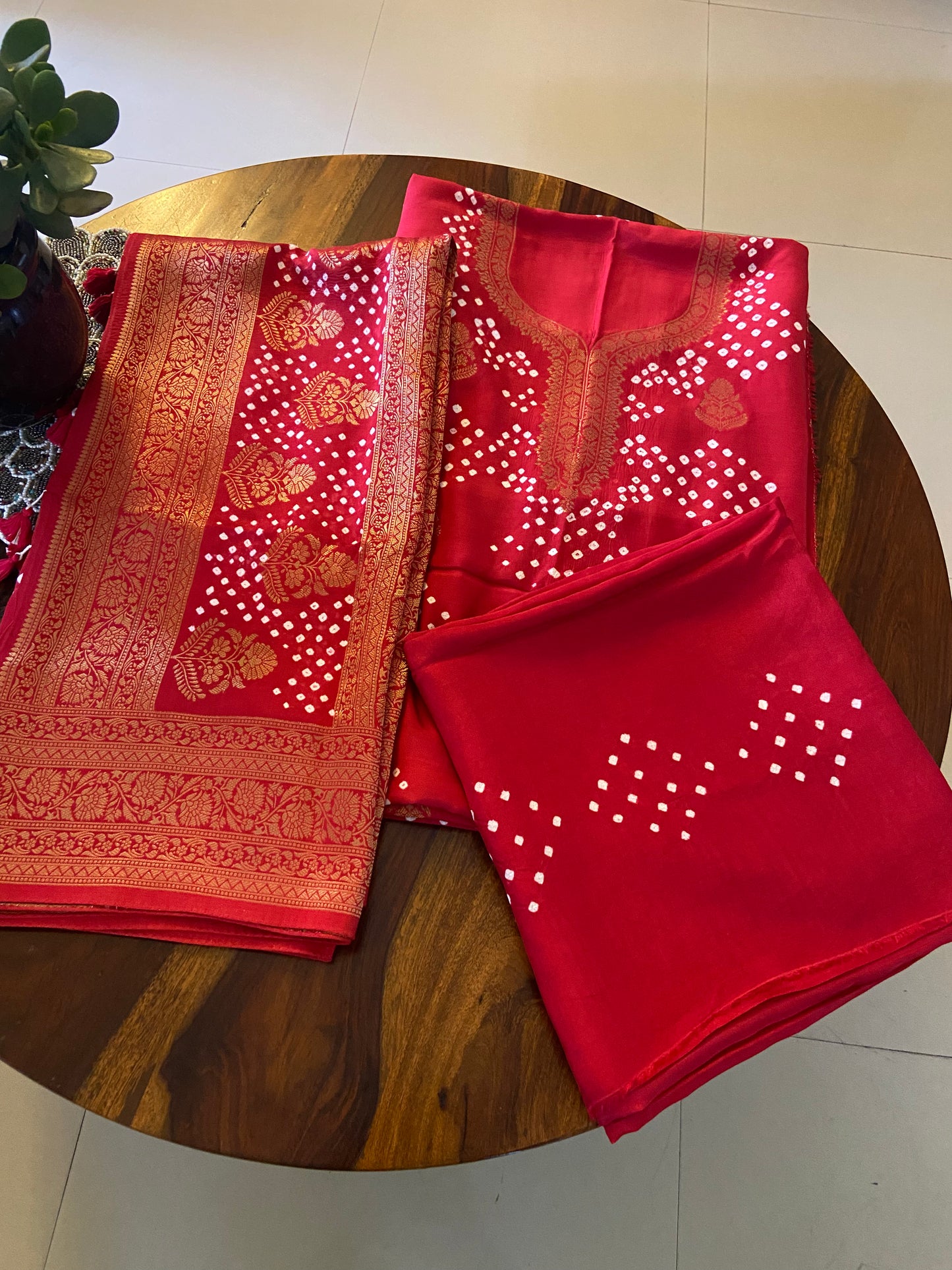Bandhini Dola Silk 3 piece suit set
