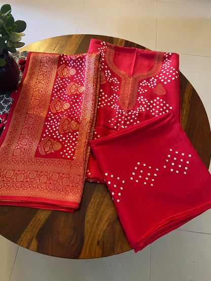 Bandhini Dola Silk 3 piece suit set