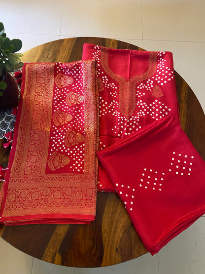 Bandhini Dola Silk 3 piece suit set