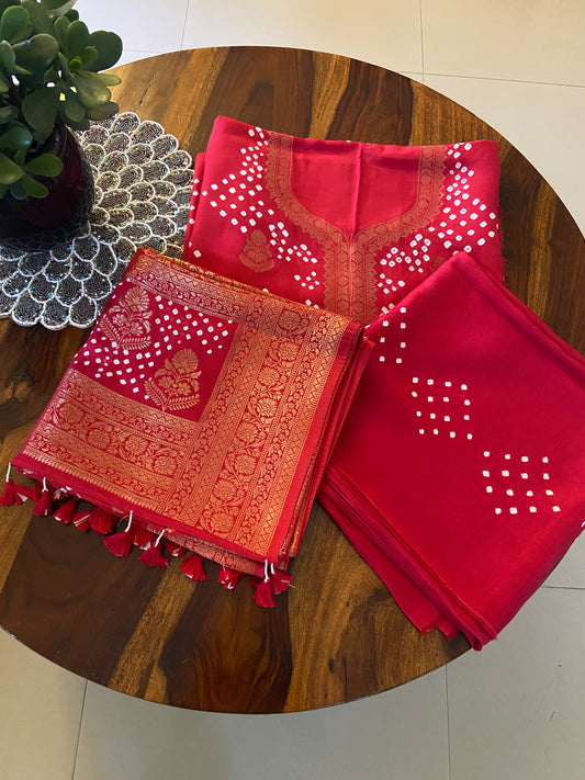 Bandhini Dola Silk 3 piece suit set