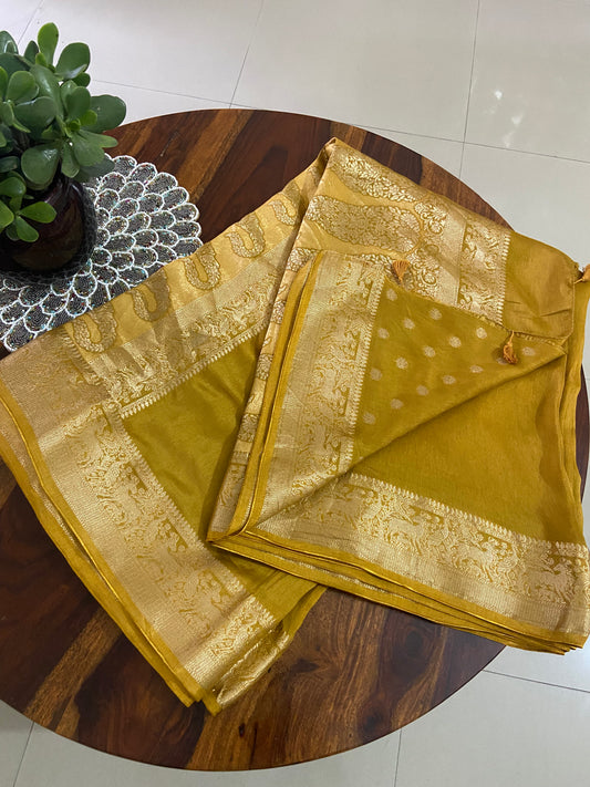 Ajrakh Plain Dola silk saree