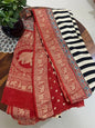 Ajrakh Hand block printed Dola silk saree