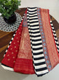 Ajrakh Handblock printed Dola silk saree