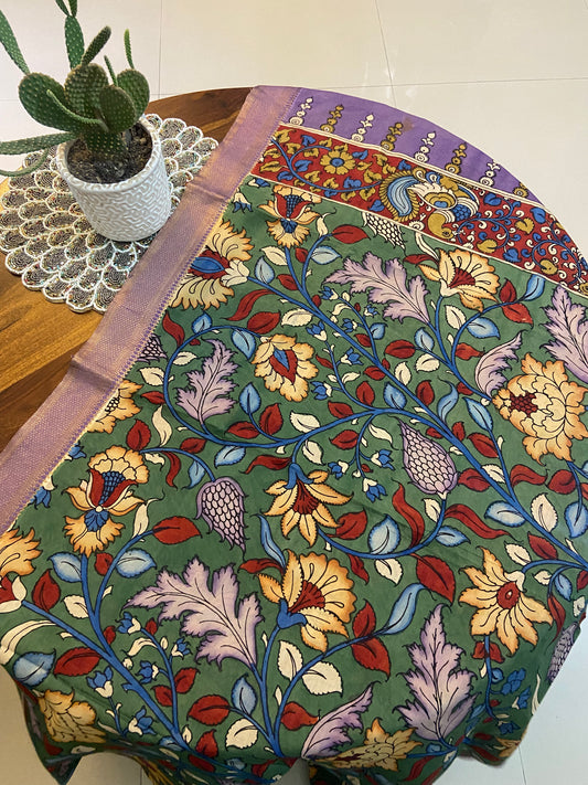 Pen Kalamkari on Banglore silk dupatta