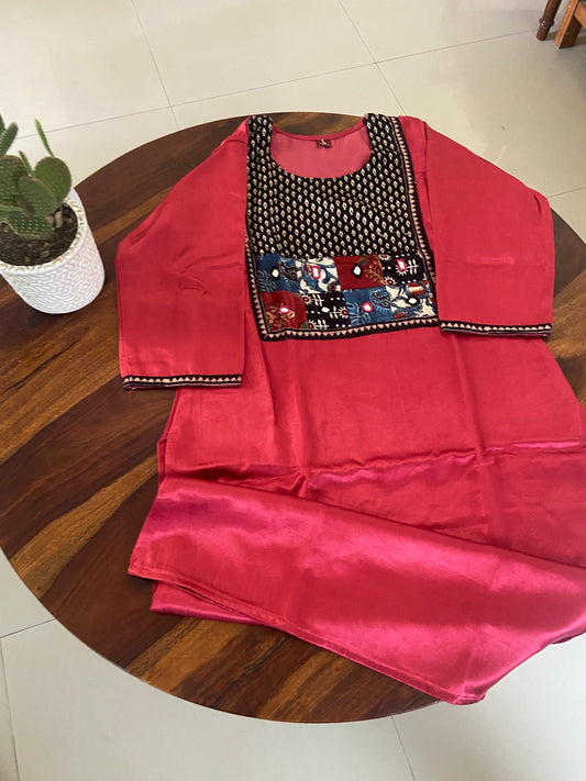 Ajrakh mashru silk Kurti