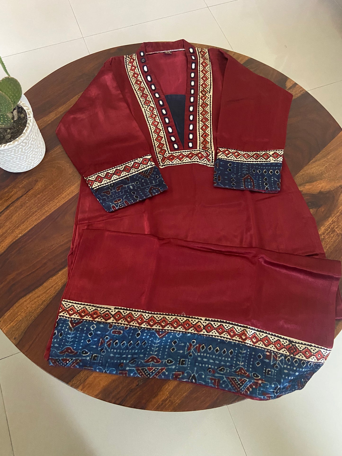 Ajrakh Mashru silk Kurti