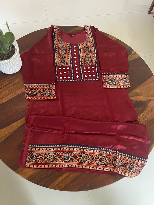 Ajrakh Mashru silk Kurti