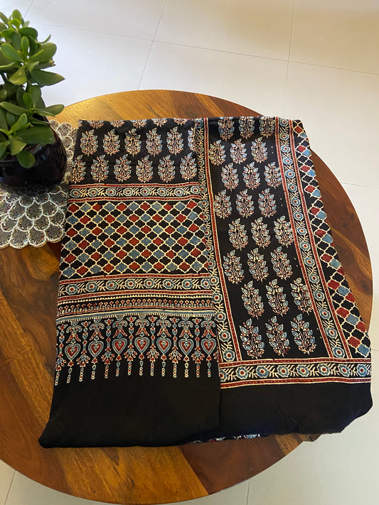 Ajrakh Modal Silk top and dupatta set