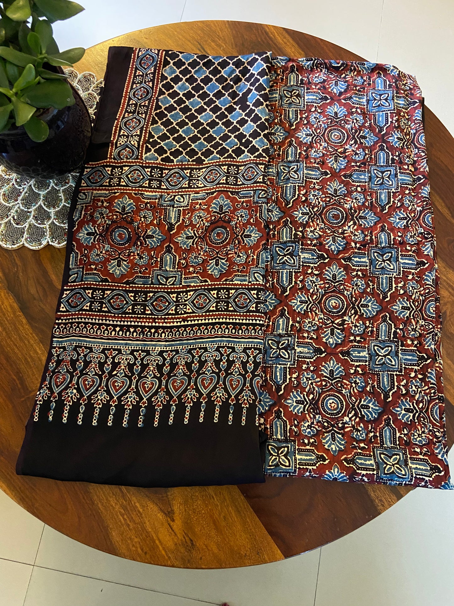 Ajrakh Modal Silk suit set