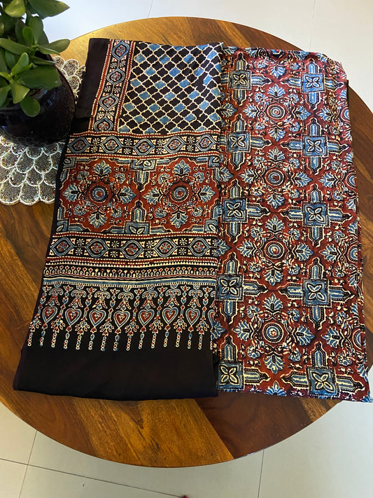 Ajrakh Modal Silk suit set