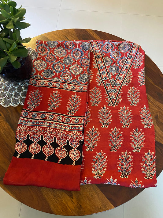 Ajrakh Modal Silk suit set