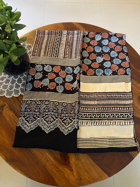 Ajrakh Modal silk top and dupatta set