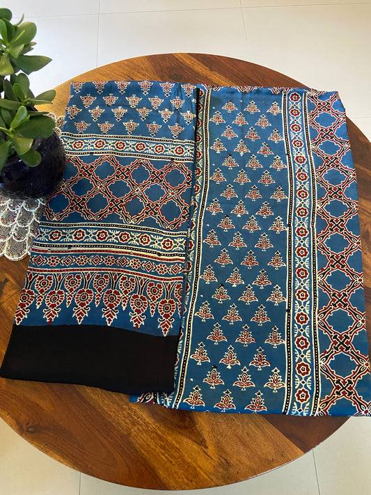 Ajrakh Modal silk top and Dupatta set
