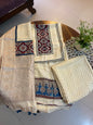 Ajrakh Dola Silk 3 piece unstitched suit/ salwar set