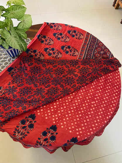 Ajrakh Modal Silk Handblock printed saree