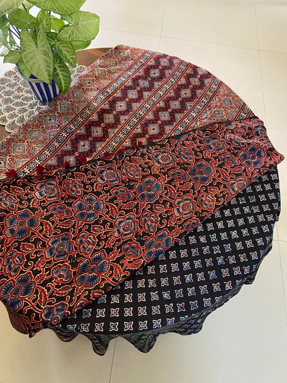 Ajrakh modal silk Handblock printed saree