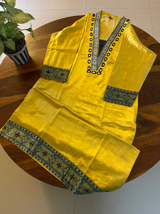 Mashru silk Kurti with mirror and patch work