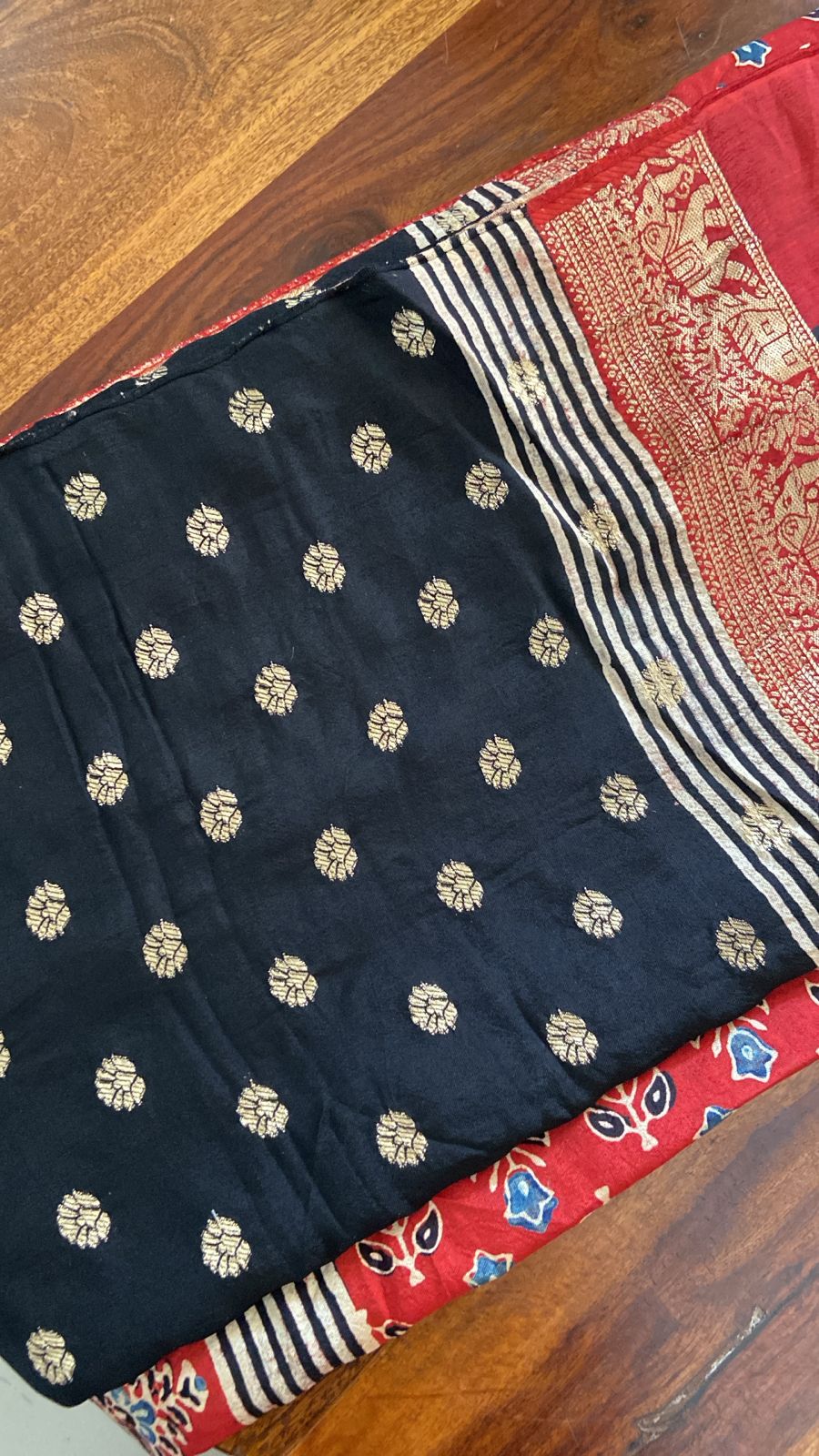 Ajrakh Dola silk saree