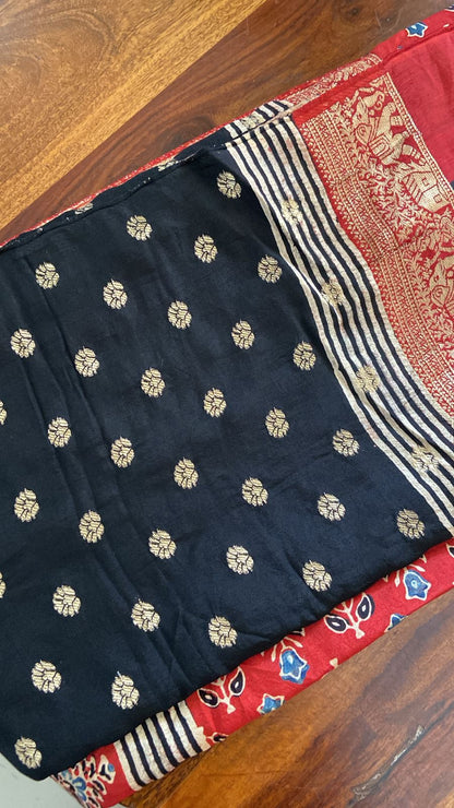 Ajrakh Dola silk saree