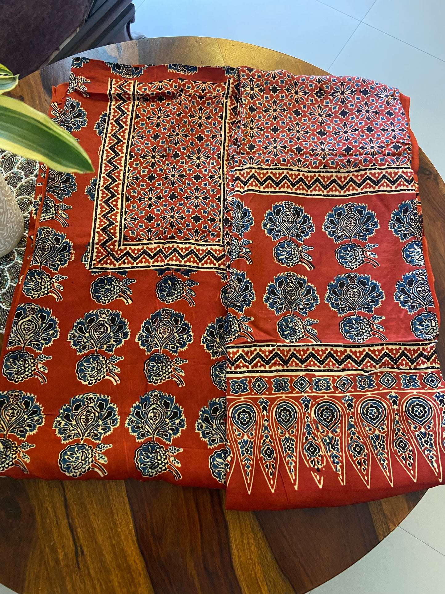 Ajrakh Modal silk top and dupatta set