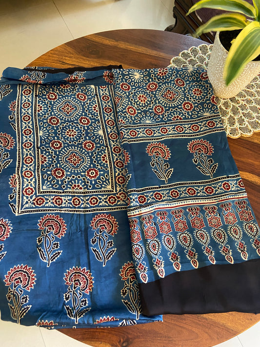 Ajrakh Modal silk top and dupatta set