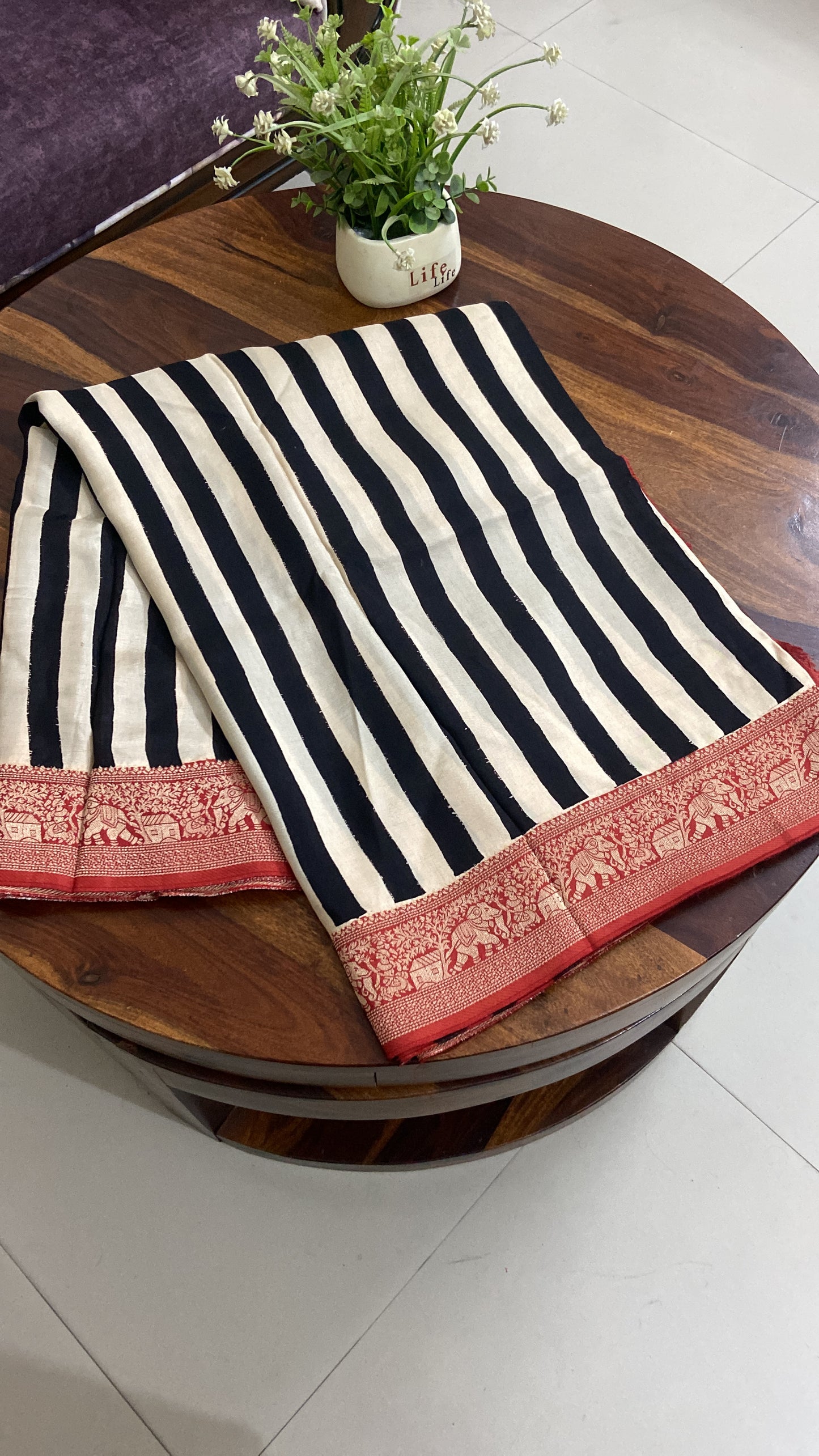 Ajrakh Dola silk saree