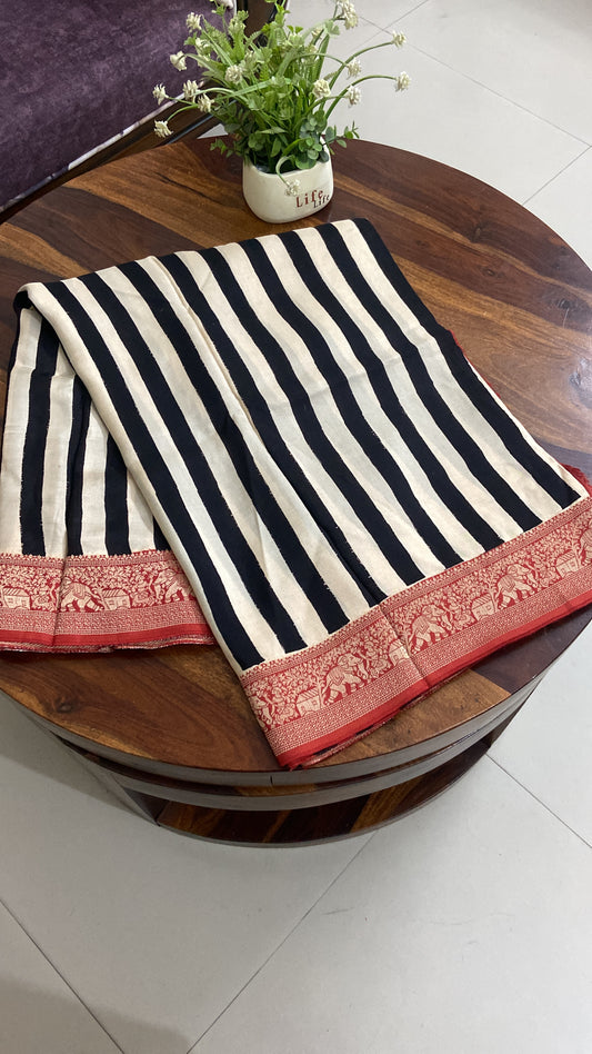 Ajrakh Dola silk saree