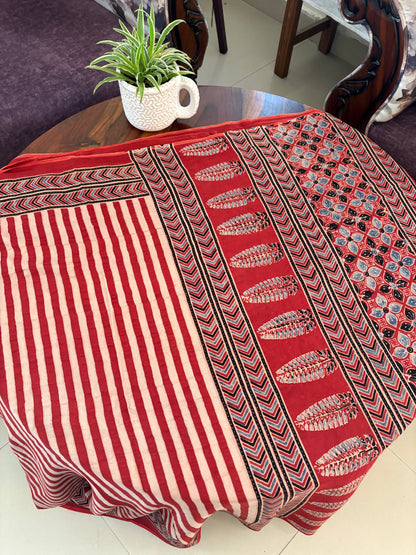 Ajrakh Modal silk designer natural dye saree