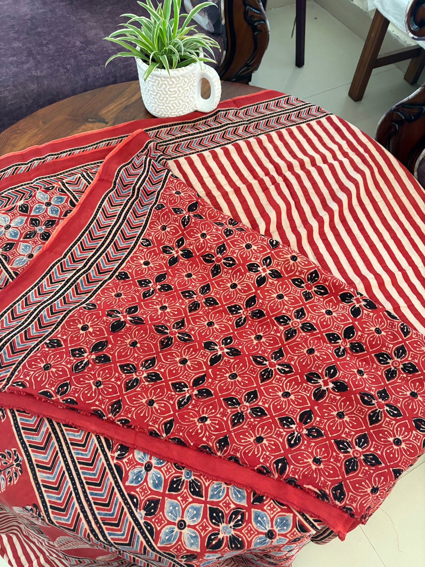 Ajrakh Modal silk designer natural dye saree