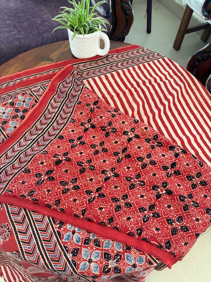 Ajrakh Modal silk designer natural dye saree