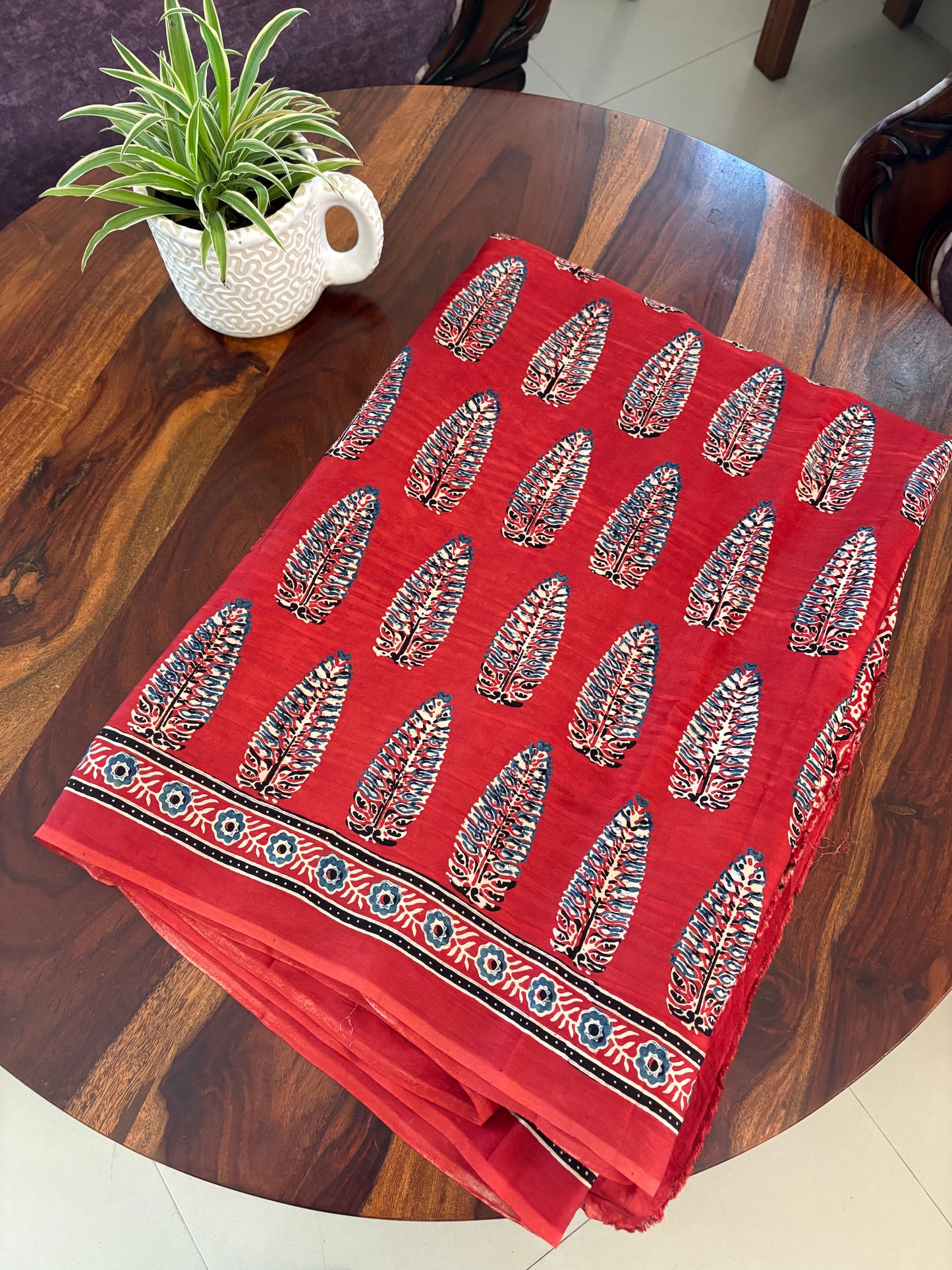 Ajrakh Modal silk saree natural dye designer wear