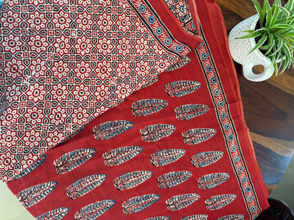 Ajrakh Modal silk saree natural dye designer wear